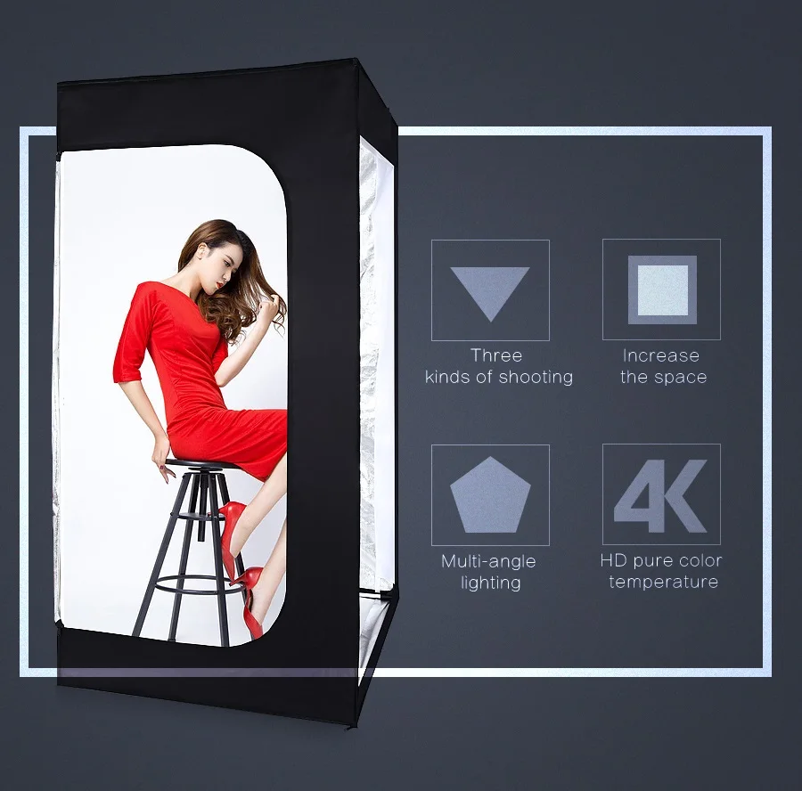 Big 200x120x100cm Photo Studio Light Box 8 Light Dimming Brightness Photgraphic Studio Light Box