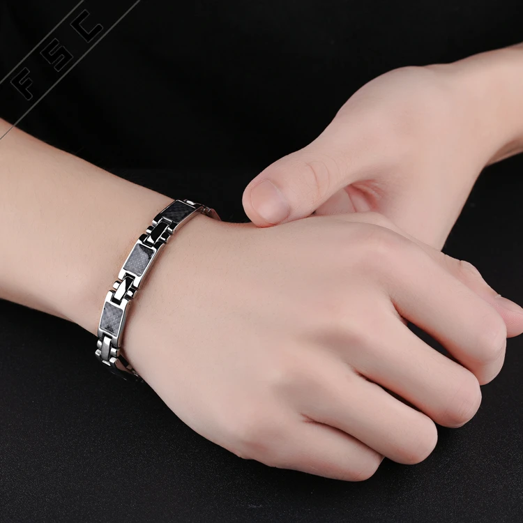 Factory Sale Health Balance Stainless Steel Magnet Stone Square Metal Links Bracelet - Buy 