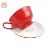 New Products Hot Selling Ceramic Tea Cup and Saucer Set, Simple Porcelain Tea Cup,Red Chinese Porcelain Tea Cup