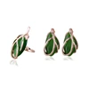 New Design Natural Leaf Shape with Emerald Cat Eye Stone Stud Earring and Singe Finger Ring Set for Wholesale