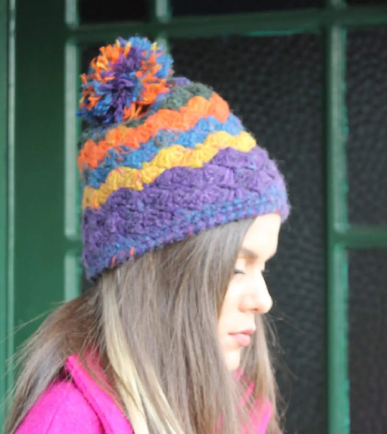 Womens Pom Pom hat Hand Knit Beanie with Folded Brim For Her Made to Order Cable Knit Hat in Cinnamon Winter Accessories Wool Blend