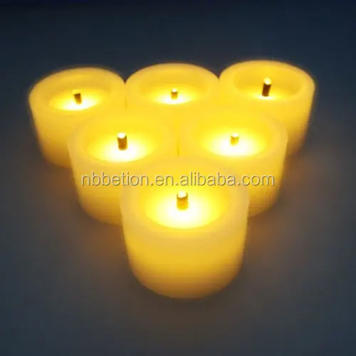 Flameless Paraffin Yellow Amber Flickering wax Candles with Timer LED Battery Powered Candles