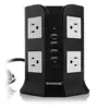 For US Smart Power Plug Surge Protector Power Strip Tower 8-Outlet 4-USB Desktop Charging Station Multiple Plug Out OL4U8M-0909