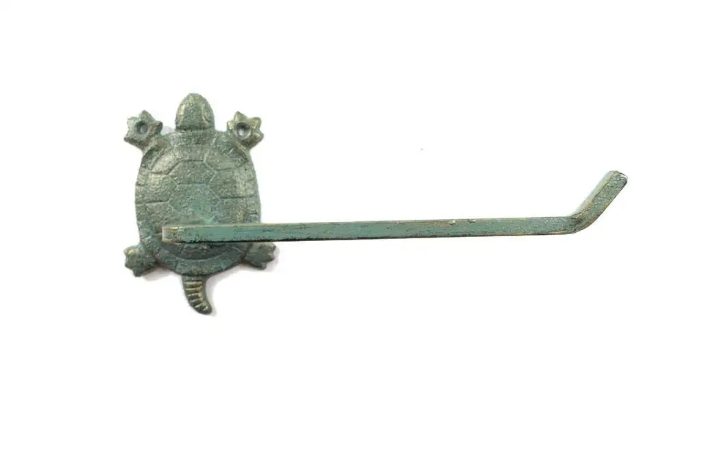 Handcrafted Model Ships Antique Seaworn Bronze Cast Iron Decorative Turtle Toilet Paper Holder 10" - De