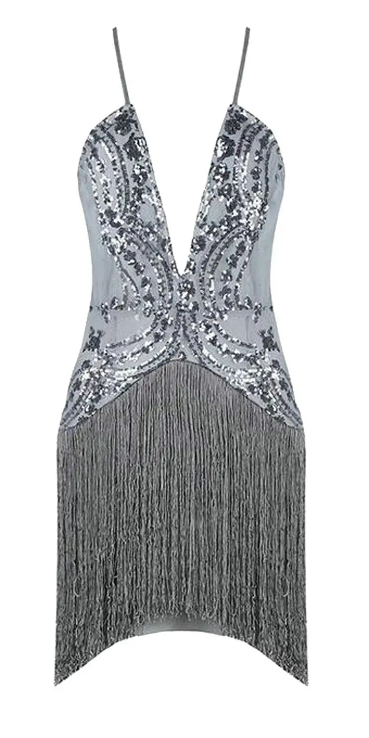 deep plunge sequin dress