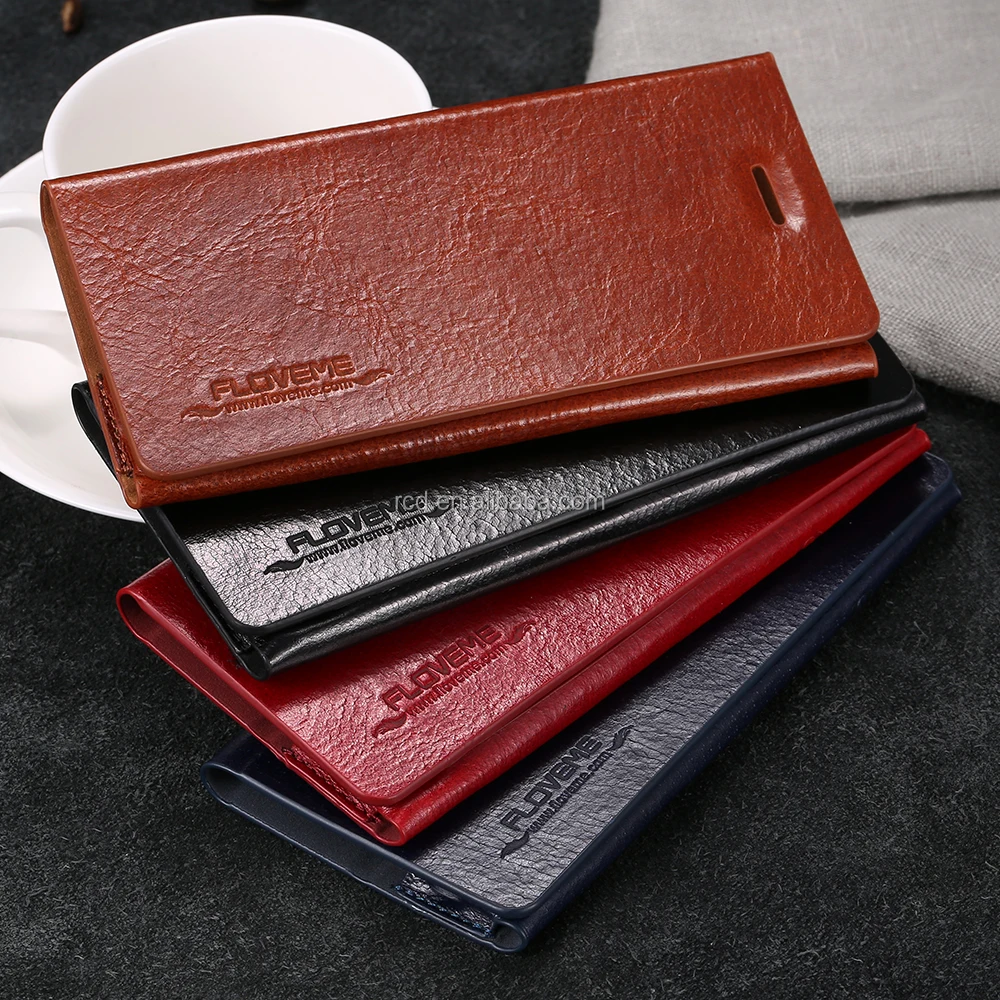2016 new card slot magnetic lock rcd case manufacturer Floveme genuine leather wallet case for iphone 6s 4.4inches