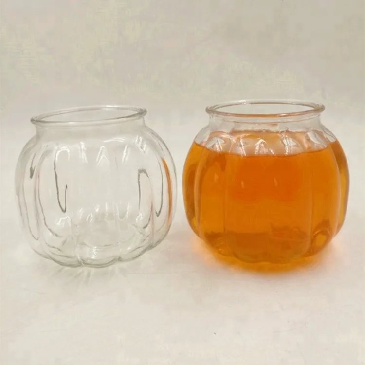Manufacturer Wholesale Empty Clear Glass Pumpkin Jar Candle Soy Wax Glass Jar For Candle Making