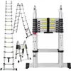 EN131 Aluminum Telescopic Extension Ladder with Spring Loaded Locking Mechanism, Non-slip Ribbing, 330lb A Type 16.5 Feet