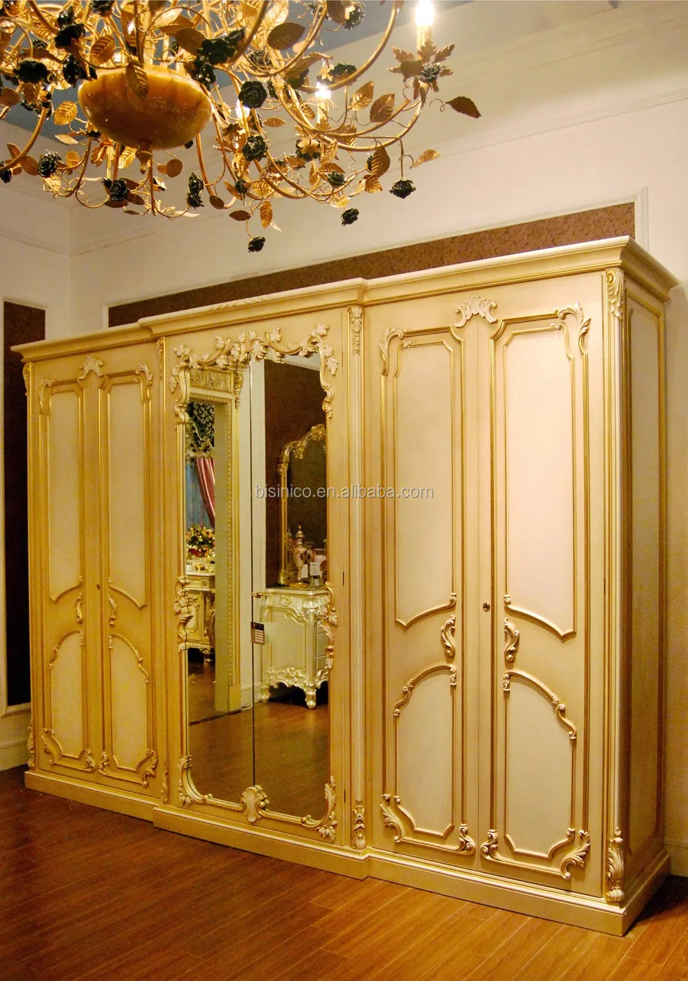 French Rococo Style Six Door Wardrobe Closet With Mirror European Classic Wood Carved Wardrobe Cabinet Antique Bedroom Armoire Buy Six Door