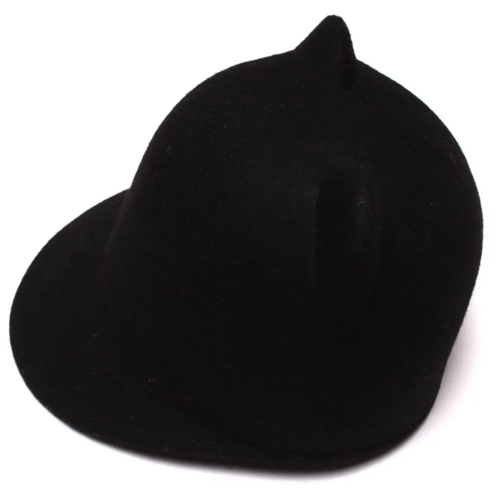 100 Wool Girl Boy Child Fedoras hat With mickey cat ear Cap size 52 54CM For