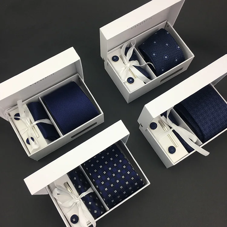 Gift Box With Cufflinks Necktie And Pocket Square Wholesale Silk Tie
