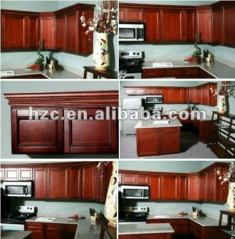 Cherry Red Kitchen Cabinets And Poplar Solid Wood Kitchen Cabinet