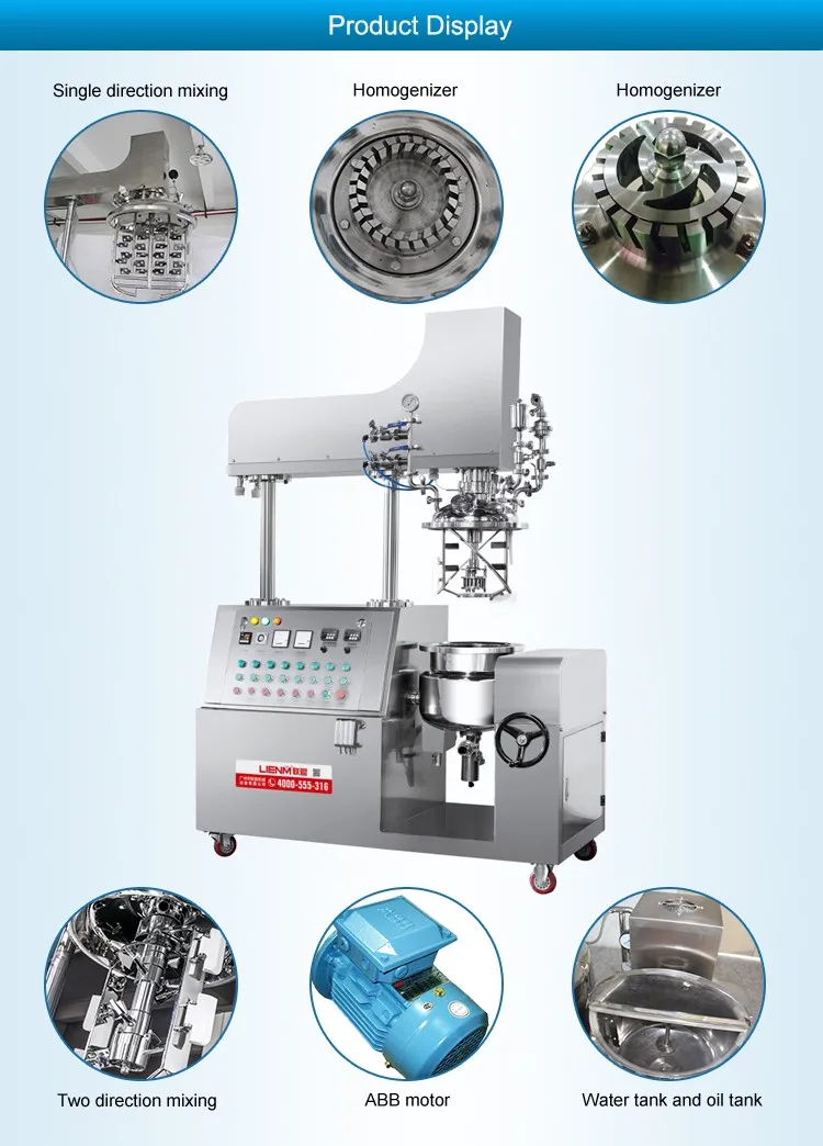 Small Volume 20l 30l 50l Laboratory Vacuum Homogenizer Emulsifier