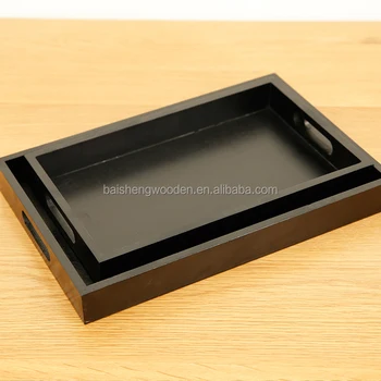 Rectangle Wooden Serving Tray Black Lacquered Pine Wood Tea Table Rectangle Wooden Serving Tray Black Lacquered Pine Wood Tea Table Trays With Handle