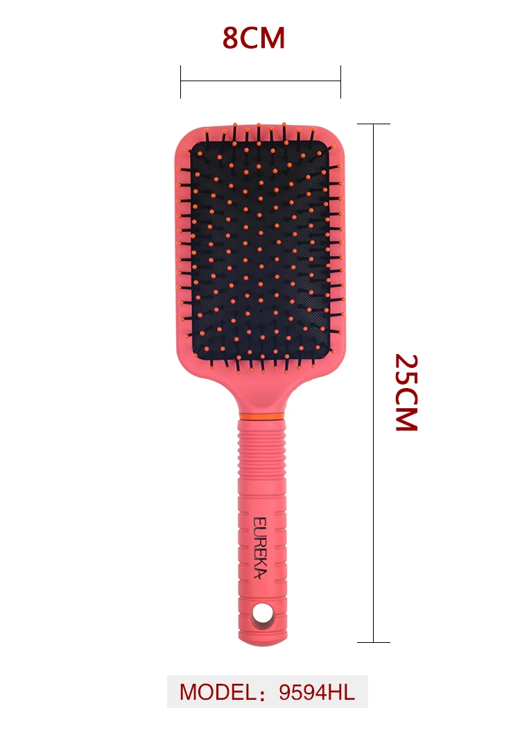 EUREKA 9594HL Paddle Cushion Hair Brush for All Hair Types Ball-Tip Nylon Pins Anti-Slide Handle Hairbrush