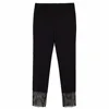 2017 New OEM Polyester/Cotton Women Cropped Trousers with Guipure Lace Trim Hem Details