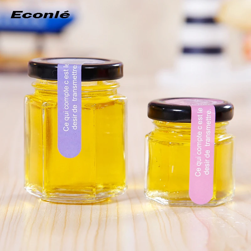 Wholesale Cheap Price Hexagon Shaped Empty Glass Honey Jars 45ml 80ml
