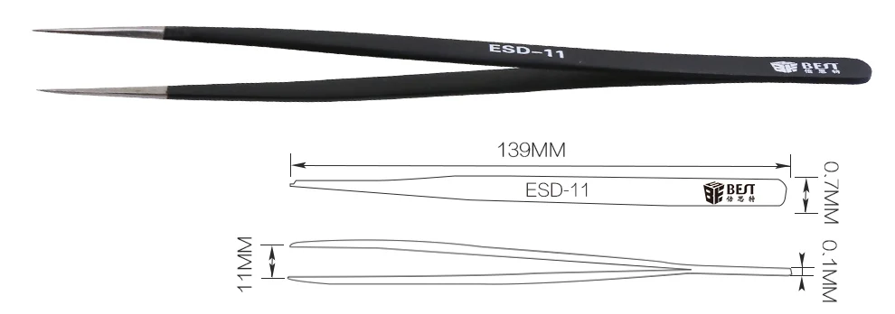 Hand Tool Pincers Set Electronics Forceps Curved Straight Anti-Static Stainless Steel Tweezers Set