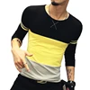 Men's Round Neck Color Block Patchwork T Shirt Long Sleeve Plus Size Top Tees Spring Autumn Custom Patchwork T Shirts