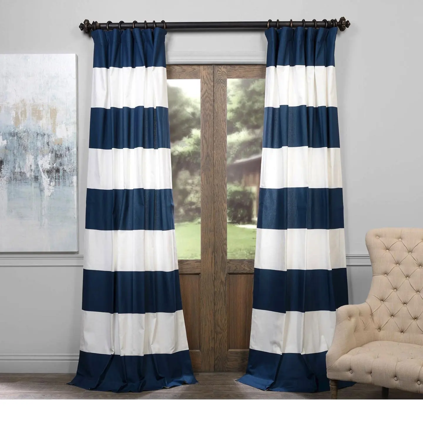 1 Piece Dusk Blue Off White 96 Inch Window Treatments Curtain 1 Piece Dusk Blue Off White 96 Inch