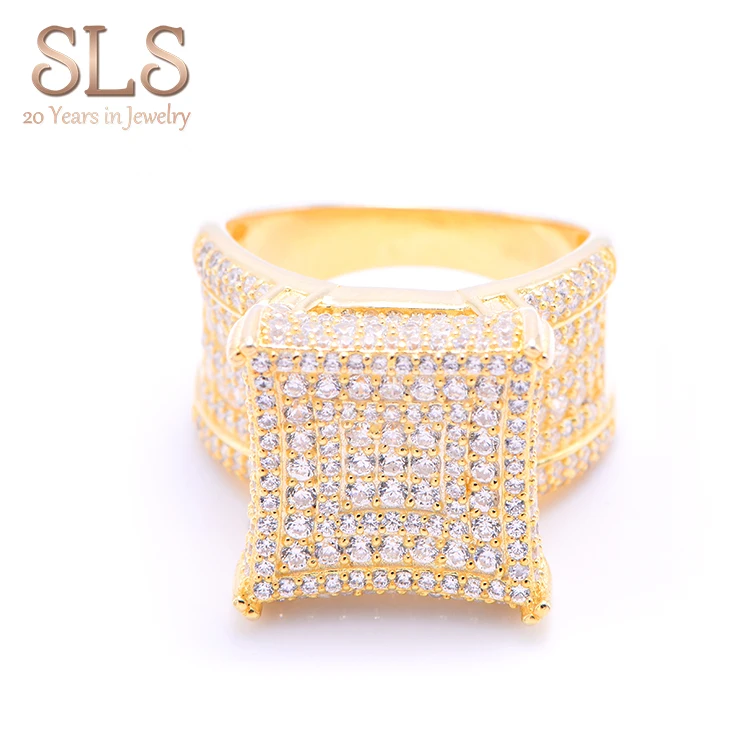 925 Thai Silver Jewelry Hot Selling Hip Hop Finger Plain Gold Mens