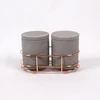 Gray concrete electroplated metal holder double candle jar with lid