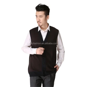 Silk cashmere blend mens V neck sleeveless knitted cardigan cheap sweater vest with buttons Silk cashmere blend mens V neck sleeveless knitted cardigan cheap sweater vest with buttons