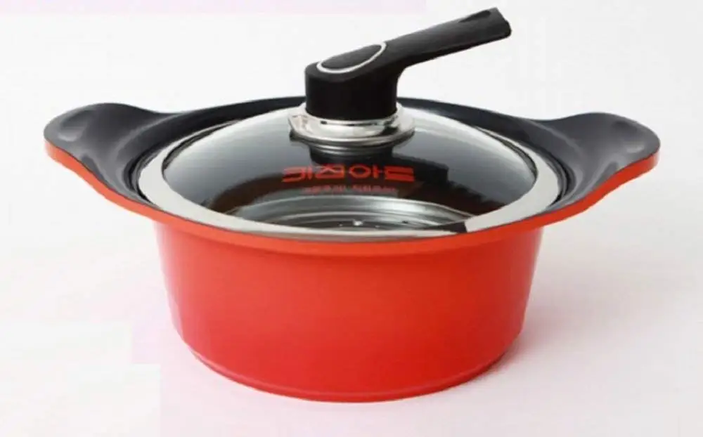 Kitchen Art S20 Ceramic Pot, Specialty Nonstick Dishwasher Safe,Pan with Glass Lid Cookware, Orange