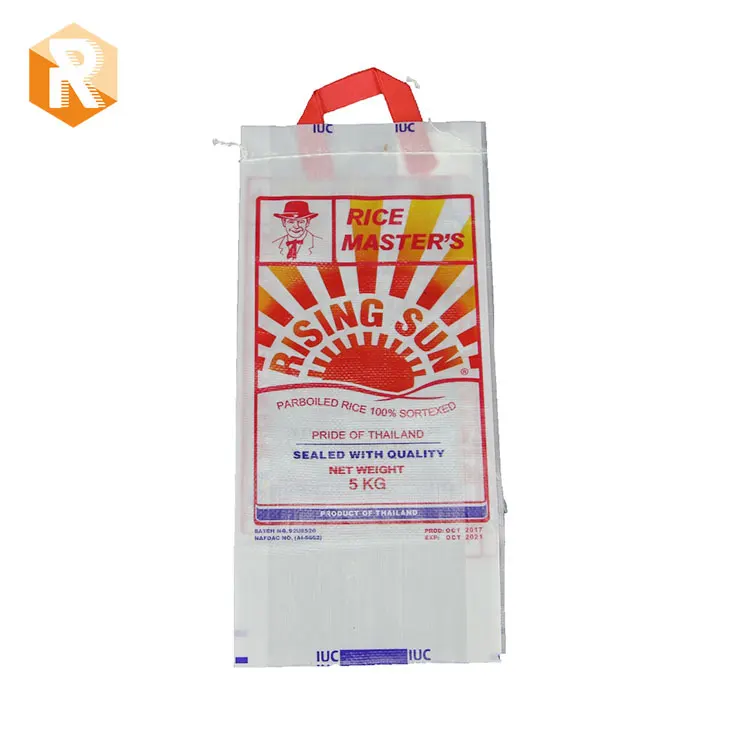 
PP plastic rice bag with handle for 5kg 10kg 25kg 50kg rice package 