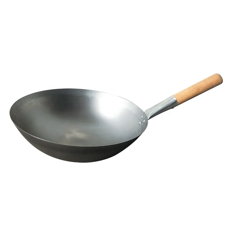 Single Wooden Handle Stainless Steel Non Stick Japanese Wok Pan - Buy ...