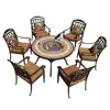 Cast Aluminum Fire Pit Garden Table Sets With BBQ Grill and Armchair Dining Sets