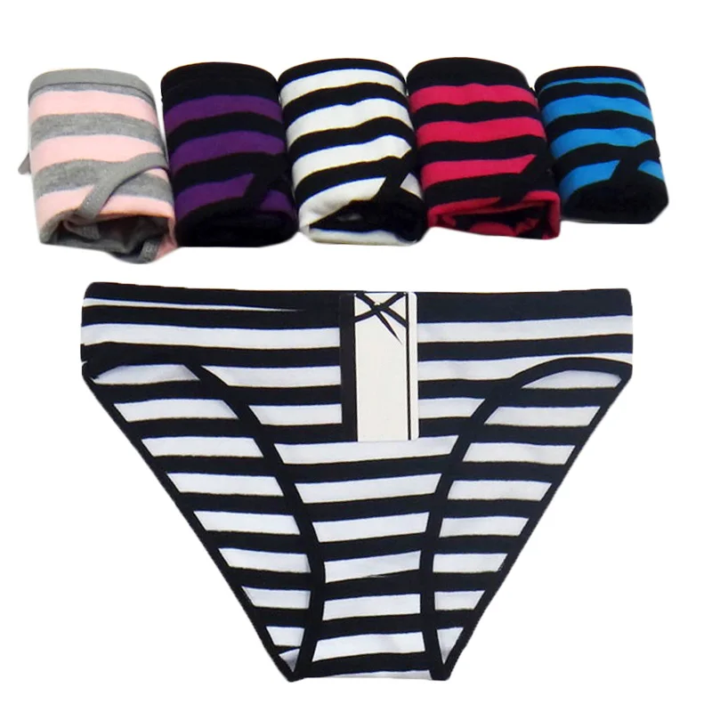 Soft Cotton Panties Stripe Fashion Breathable Women's Panties Lady