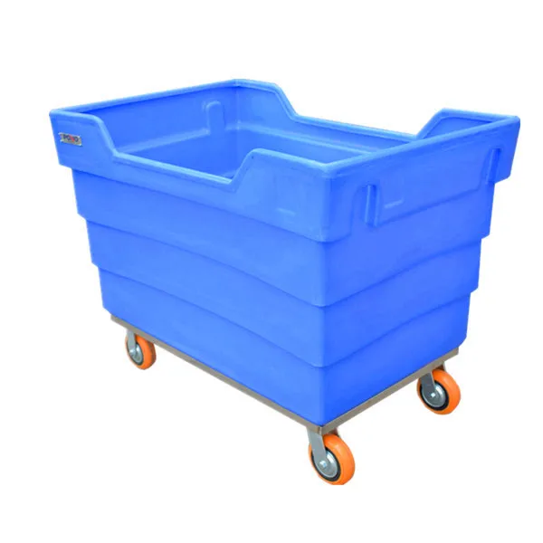
best-selling plastic laundry trolley made of stainless steel chassis and two fixed and two swivel wheels 