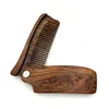 Black Sandalwood Fine Tooth Pocket Folding Knife Handle Comb All Hair Types Beard Mustache Brush