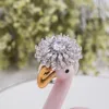 2018 summer fashion design hot sale crystal clear double-layered blooming flower magic rolling ring