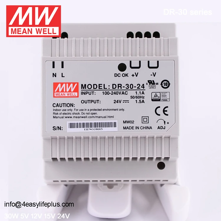 Mean Well Dr 30 24 30w Single Output Industrial Din Rail Power Supply 24v 1 5a Power Adapter Buy 24v 1 5a Power Adapter Mean Well Dr 30 24 24v Power Adapter Product On Alibaba Com