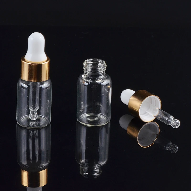 5ml Glass Tube Dropper Bottles Empty Mini Clear Essential Oil Glass