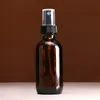 Low MOQ high quality 4oz 120ml amber /brown boston round glass bottle with 22/400 black ribbed fine mist sprayer