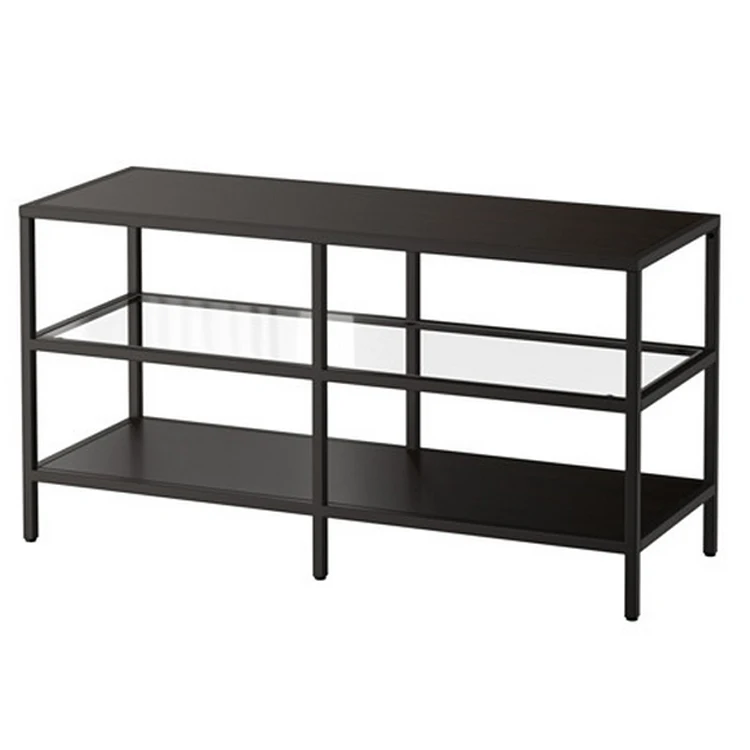 Black Steel Tv Stand Lower Media Console Shelf In Livingroom Buy