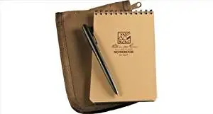 Rite in the Rain All-Weather 4" x 6" Top-Spiral Notebook Kit: Tan CORDURA Fabric Cover, 4" x 6" Tan Notebook, and an All-Weather Pen (No. 946T-KIT)