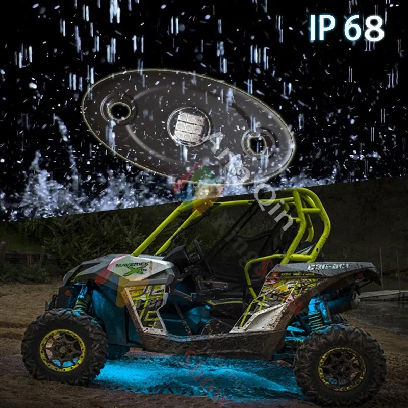 6 X PODS Color Changing Car Truck Led RGB Rock Lights app Controller 9W Mini Led Rock Light 4Pods RGB For 4x4 off road