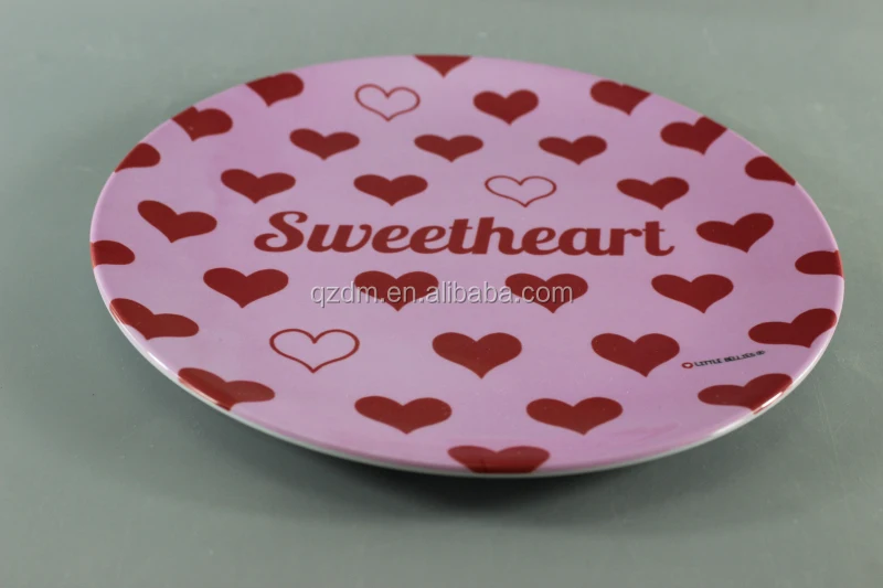 Sweet Heart Plastic Dinner Plaste Melamine Loving Heart Dishes