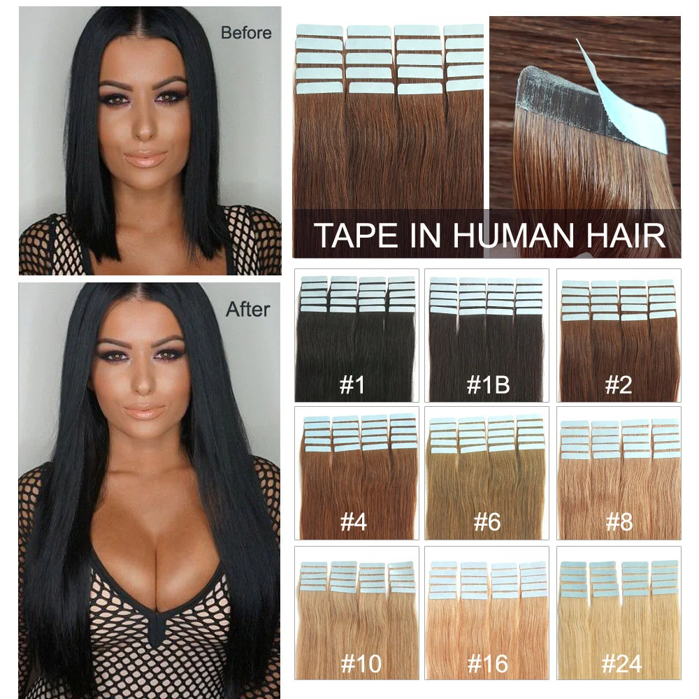 Factory Price Tape In Hair Extensions 2 Dark Brown 100 Indian Remy