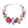10417 Barlaycs Statement Personalized Boho Bib Dainty Chunky Crystal Rose Flower Necklace Women Jewelry