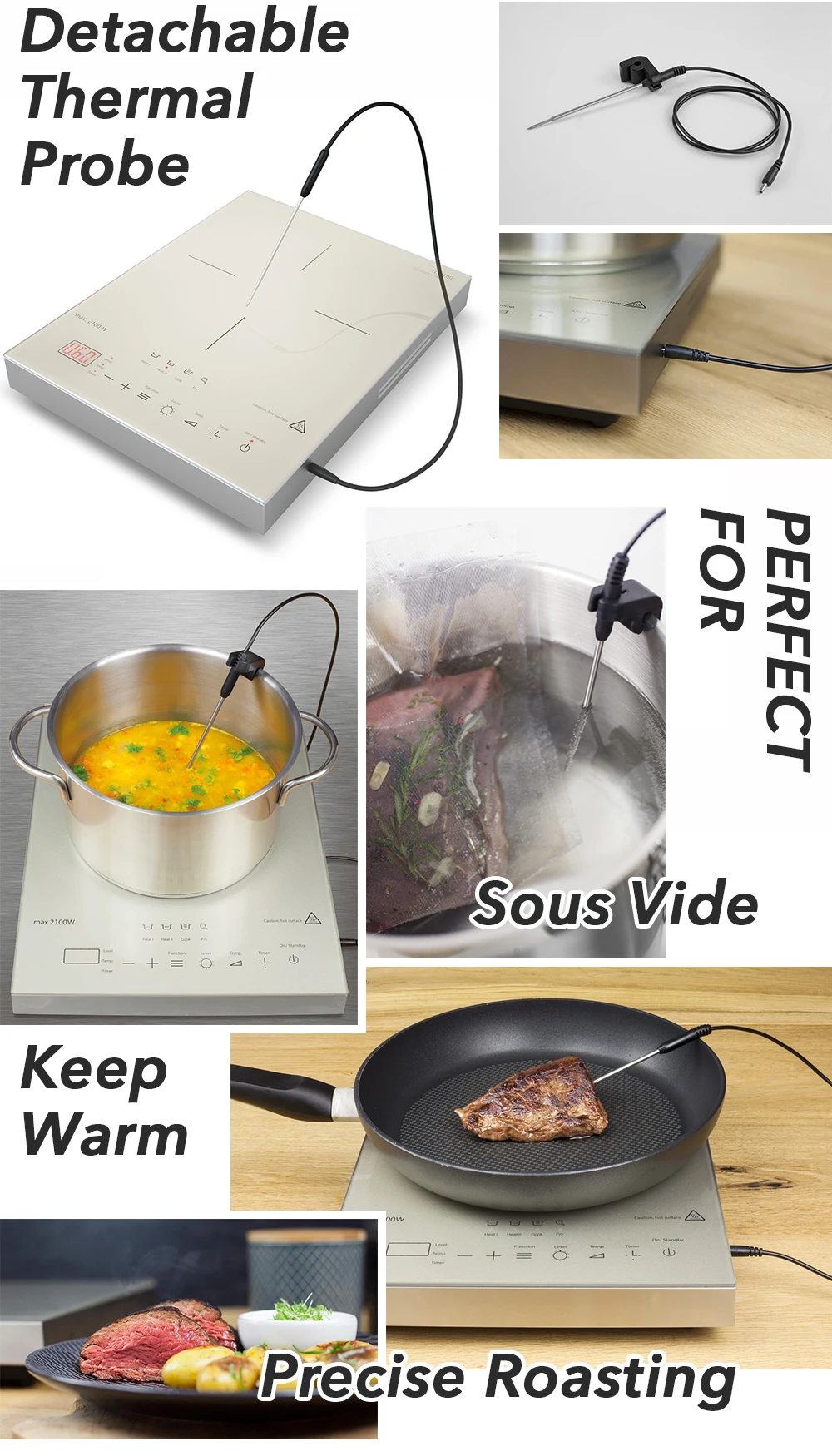 New Precision Thermal Control Sous Vide Induction Cooker Cooktop