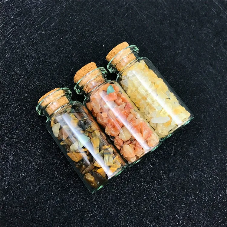 Natural Crystal Quartz Chips Tiny Bottles Gemstone Stone Bottle With