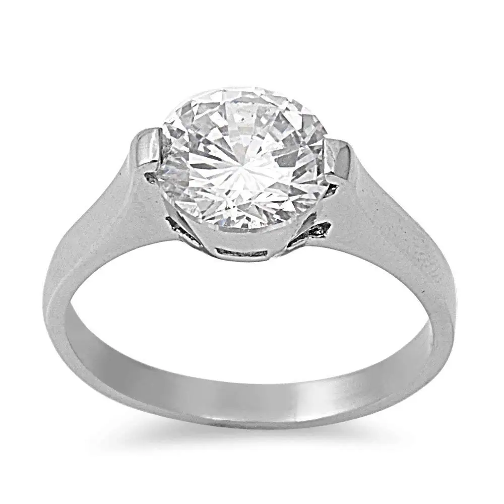 CloseoutWarehouse Tri Princess Center Rainbow Simulated Topaz Cubic Zirconia Ring Sterling Silver 925