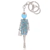 2017 new blue crystal keyrings lovely keychains car pendant gifts women bag handbag rhinestone key ring beautiful key chain