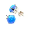 316L Surgical Steel Prong Set Round Synthetic Fire Opal Ear Stud