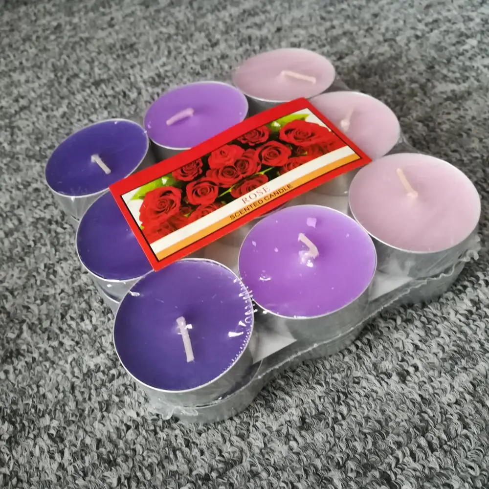Mini tealight 4 hour candles in plastic pack 3 color natural aroma